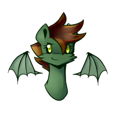 Size: 500x500 | Tagged: safe, artist:novabytes, oc, oc only, oc:dive siren, bat pony, pony, comic:wings of fire, bat pony oc, bat wings, bust, female, green eyes, mane, mare, simple background, solo, transparent background, wings