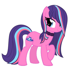 Size: 1594x1594 | Tagged: safe, artist:the smiling pony, oc, oc only, oc:serenity pond, earth pony, pony, 2022 community collab, derpibooru community collaboration, g4, .svg available, collar, hair over one eye, looking at you, simple background, smiling, solo, svg, transparent background, vector