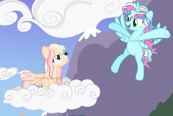 Size: 1280x859 | Tagged: safe, artist:katelynleeann42, oc, oc only, oc:cloudy skylight, oc:foam clouds, alicorn, pegasus, pony, base used, cloud, female, mare