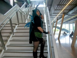 Size: 2048x1536 | Tagged: safe, artist:mochifairy, queen chrysalis, human, g4, clothes, cosplay, costume, irl, irl human, photo, stairs