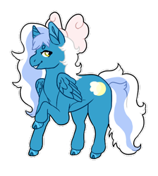 Size: 600x670 | Tagged: safe, artist:ratrights, oc, oc:fleurbelle, alicorn, pony, adorabelle, alicorn oc, bow, cute, female, hair bow, horn, mare, ocbetes, raised hoof, simple background, transformation, transparent background, wings, yellow eyes