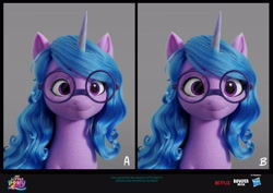 Size: 4096x2896 | Tagged: safe, artist:imalou, boulder media, izzy moonbow, pony, unicorn, g5, my little pony: a new generation, behind the scenes, concept art, glasses, hasbro, hasbro logo, logo, my little pony logo, netflix logo