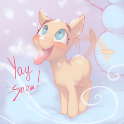 Size: 5000x5000 | Tagged: safe, artist:littmosa, dog, commission, dogified, happy, open mouth, snow, species swap, winter, your character here