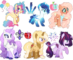 Size: 4000x3300 | Tagged: safe, artist:biitt, artist:gihhbloonde, oc, oc only, oc:princess aqua pink, oc:sonic blast (ice1517), alicorn, hybrid, pegasus, pony, seapony (g4), unicorn, icey-verse, alicorn oc, bandana, base used, blushing, braid, broken horn, coat markings, colored wings, ear piercing, earring, eyelashes, female, fin wings, fins, freckles, glasses, horn, interspecies offspring, jewelry, leonine tail, lip piercing, long feather, magical lesbian spawn, mare, markings, necklace, next generation, offspring, open mouth, parent:applejack, parent:big macintosh, parent:fleur-de-lis, parent:fluttershy, parent:pinkie pie, parent:princess skystar, parent:rainbow dash, parent:rarity, parent:soarin', parent:tempest shadow, parent:trenderhoof, parent:twilight sparkle, parents:fleurity, parents:fluttermac, parents:skypie, parents:soarindash, parents:tempestlight, parents:trenderjack, piercing, pinto, raised hoof, seashell, seashell necklace, simple background, smiling, solo, tail, transparent background, two toned wings, unshorn fetlocks, wings