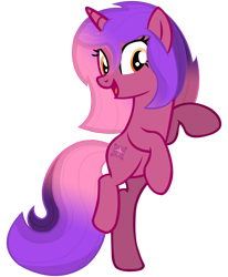 Size: 6577x8000 | Tagged: safe, artist:laszlvfx, oc, oc only, oc:crystal leaf, pony, unicorn, absurd resolution, female, full body, gradient mane, gradient tail, horn, mare, open mouth, open smile, show accurate, simple background, smiling, solo, standing, standing on one leg, tail, transparent background, unicorn oc, vector