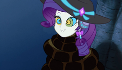 Size: 1181x677 | Tagged: safe, artist:ocean lover, rarity, python, snake, equestria girls, equestria girls series, g4, lost and found, coiling, coils, diamond, disney, ear piercing, earring, hat, hypno eyes, hypnority, hypnosis, hypnotized, jewelry, jungle book, kaa, kaa eyes, night, outdoors, piercing, smiling, squeeze, squeezing, story included, sun hat, the jungle book, tree, wrapped up