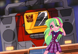 Size: 482x333 | Tagged: safe, artist:xebck, edit, edited screencap, screencap, lemon zest, equestria girls, g4, my little pony equestria girls: friendship games, autobot, blaster, crystal prep academy, crystal prep shadowbolts, female, transformers, vector