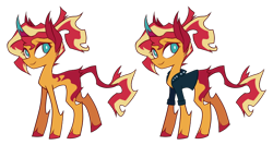 Size: 750x400 | Tagged: safe, artist:s-grunge, part of a set, sunset shimmer, pony, unicorn, g4, alternate design, female, mare, redesign, self paradox, self ponidox, simple background, solo, transparent background