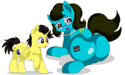 Size: 9000x5400 | Tagged: safe, artist:rainbowtashie, oc, oc:journal entry, oc:tommy the human, alicorn, earth pony, pony, alicorn oc, bracelet, butt, child, colt, commissioner:bigonionbean, curious, cute, cutie mark, daaaaaaaaaaaw, dummy thicc, embarrassed, extra thicc, female, flank, foal, glasses, horn, huge butt, implied weight gain, jewelry, large butt, lying down, male, mare, necklace, pearl necklace, plot, rule 63, shocked, simple background, transparent background, weight woe, wings, worried, writer:bigonionbean