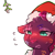 Size: 1159x1159 | Tagged: safe, artist:cold-blooded-twilight, tempest shadow, pony, g4, blushing, broken horn, christmas, ear blush, embarrassed, eyeshadow, fetish, floppy ears, hat, holiday, horn, implied shipping, kiss mark, lipstick, lipstick fetish, makeup, mistletoe, santa hat, simple background, solo, sweat, transparent background