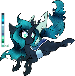 Size: 896x906 | Tagged: safe, artist:velnyx, oc, oc:astrid, changeling, blue changeling, female, simple background, solo, transparent background