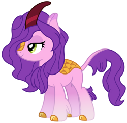Size: 1024x986 | Tagged: safe, artist:emeraldblast63, pipp petals, kirin, g4, g5, my little pony: a new generation, female, full body, g5 to g4, generation leap, hair over one eye, kirin-ified, lidded eyes, show accurate, simple background, smiling, solo, species swap, standing, tail, three quarter view, transparent background