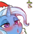 Size: 1159x1159 | Tagged: safe, artist:cold-blooded-twilight, trixie, pony, unicorn, g4, blushing, christmas, eyeshadow, hat, holiday, kissy face, lidded eyes, lipstick, makeup, mistletoe, santa hat, simple background, solo, transparent background