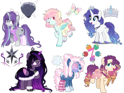 Size: 4500x3400 | Tagged: safe, artist:gihhbloonde, artist:meimisuki, oc, oc only, oc:sprinkle twinkle, alicorn, earth pony, pegasus, pony, unicorn, adoptable, alicorn oc, base used, bow, choker, clothes, coat markings, cutie mark, eyelashes, female, food, glasses, grin, hair bow, hoof fluff, horn, jewelry, leg warmers, magical lesbian spawn, makeup, mare, markings, messy mane, necklace, offspring, open mouth, parent:applejack, parent:coloratura, parent:fancypants, parent:fluttershy, parent:king sombra, parent:maud pie, parent:rainbow dash, parent:rarity, parent:starlight glimmer, parent:twilight sparkle, parents:flutterdash, parents:rarajack, parents:raripants, parents:starmaud, parents:twibra, pink socks, raised hoof, scarf, simple background, smiling, socks, socks (coat markings), sprinkles, striped socks, tiara, transparent background, unicorn oc, wings