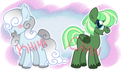 Size: 375x222 | Tagged: safe, artist:khimi-chan, oc, oc only, earth pony, pegasus, pony, base used, duo, earth pony oc, pegasus oc, simple background, smiling, transparent background, wings