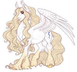 Size: 1280x1200 | Tagged: safe, artist:snowberry, oc, oc only, oc:satin sabre, pegasus, pony, 2022 community collab, derpibooru community collaboration, blonde, cutie mark, ear fluff, fluffy, long hair, looking at you, male, nudity, sheath, simple background, smiling, solo, spread wings, stallion, transparent background, unshorn fetlocks, walking, wings
