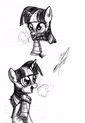 Size: 2193x3192 | Tagged: safe, artist:nightshadow154, twilight sparkle, pony, g4, clothes, high res, scarf, solo, traditional art