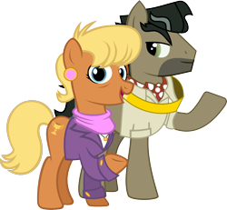 Size: 3225x2975 | Tagged: safe, artist:philomenathephoenix, artist:scribbsie, doctor caballeron, ms. harshwhinny, earth pony, pony, daring don't, g4, season 4, ascot tie, blazer, cabalwhinny, clothes, female, high res, male, rings of scorchero, shipping, shipping fuel, shirt, simple background, smiling, stallion, straight, transparent background, vector