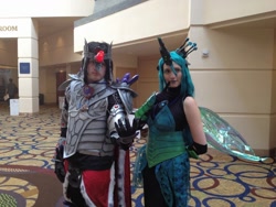 Size: 1024x768 | Tagged: safe, artist:cinemabrony, king sombra, queen chrysalis, human, g4, babscon, babscon 2015, clothes, cosplay, costume, duo, irl, irl human, photo