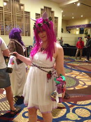 Size: 2121x2828 | Tagged: safe, artist:cinemabrony, berry punch, berryshine, human, g4, babscon, babscon 2015, bottle, clothes, cosplay, costume, glass bottle, high res, irl, irl human, photo, plump