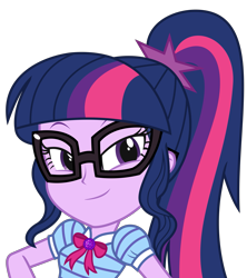 Size: 2825x3178 | Tagged: safe, artist:sketchmcreations, sci-twi, twilight sparkle, equestria girls, equestria girls specials, g4, my little pony equestria girls: better together, my little pony equestria girls: holidays unwrapped, the cider louse fools, female, geode of telekinesis, glasses, high res, looking at you, magical geodes, simple background, smiling, smiling at you, smug, solo, transparent background, vector