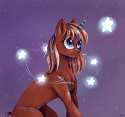 Size: 3200x3001 | Tagged: safe, artist:ske, oc, oc only, pony, unicorn, high res, night, solo, stars, trade