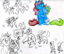 Size: 1977x1695 | Tagged: safe, artist:ask-y, oc, oc only, pony, unicorn, horn, side hug, sketch, sketch dump, traditional art, unicorn oc