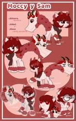 Size: 960x1528 | Tagged: safe, artist:plinckyctt, oc, oc only, monster pony, pony, augmented, augmented tail, baby, baby pony, bust, glasses, horns, reference sheet, smiling, tail, unamused