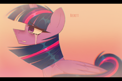 Size: 1500x1000 | Tagged: safe, artist:plinckyctt, twilight sparkle, alicorn, pony, g4, bust, crying, eyelashes, female, mare, solo, twilight sparkle (alicorn)