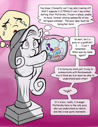 Size: 2975x3850 | Tagged: safe, artist:hipper-reed, idw, fluttershy, rainbow dash, rarity, fish, rainbow trout, g4, spoiler:comic, spoiler:comic78, bad end, cosmageddon, fishified, high res, inanimate tf, petrification, rarifish, species swap, statue, transformation