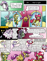 Size: 2975x3850 | Tagged: safe, artist:hipper-reed, idw, apple bloom, applejack, cosmos, scootaloo, sweetie belle, earth pony, pony, g4, spoiler:comic, bad end, carousel, cosmageddon, high res, inanimate tf, transformation