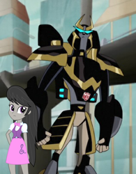 Size: 316x405 | Tagged: safe, artist:katequantum, edit, edited screencap, screencap, octavia melody, g4, autobot, prowl, transformers, transformers animated, vector