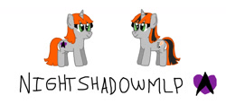 Size: 1280x596 | Tagged: safe, artist:nightshadowmlp, oc, oc only, oc:night shadow, pony, unicorn, duo, duo female, female, firealpaca, horn, logo, mare, new design, nightshadowmlp, old design, self, simple background, text, unicorn oc, white background