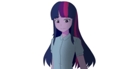 Size: 1280x720 | Tagged: safe, artist:makaryo, twilight sparkle, equestria girls, g4, animated, anime style, eyebrows, eyebrows visible through hair, female, frame by frame, gif, simple background, solo, walking, white background