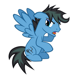 Size: 1594x1594 | Tagged: safe, artist:the smiling pony, oc, oc only, oc:repentant anon, pegasus, pony, 2022 community collab, derpibooru community collaboration, g4, .svg available, >:v, blue eyes, ears back, folded wings, full body, hooves, male, open mouth, pegasus oc, show accurate, simple background, sitting, solo, spread wings, stallion, svg, tail, transparent background, two toned mane, two toned tail, vector, wings
