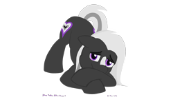 Size: 3200x1800 | Tagged: safe, artist:rockhoppr3, oc, oc only, oc:ace hearts, earth pony, pony, face down ass up, floppy ears, jack-o challenge, looking at you, male, meme, signature, simple background, solo, stallion, transparent background