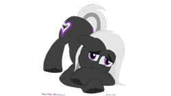 Size: 3200x1800 | Tagged: safe, alternate version, artist:rockhoppr3, oc, oc only, oc:ace hearts, earth pony, pony, face down ass up, jack-o challenge, looking at you, meme, signature, simple background, solo, transparent background, unshorn fetlocks