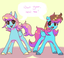 Size: 2425x2204 | Tagged: safe, artist:livzkat, oc, oc:dipper, pegasus, pony, duo, happy new year, high res, holiday