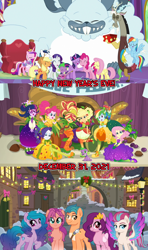 Size: 1280x2160 | Tagged: safe, artist:limedazzle, artist:not-yet-a-brony, applejack, discord, fluttershy, hitch trailblazer, izzy moonbow, pinkie pie, pipp petals, princess cadance, princess flurry heart, rainbow dash, rarity, sci-twi, shining armor, spike, spike the regular dog, sunny starscout, sunset shimmer, twilight sparkle, zipp storm, alicorn, dog, draconequus, dragon, earth pony, pegasus, pony, unicorn, equestria girls, equestria girls specials, g4, g5, my little pony best gift ever, my little pony equestria girls: better together, my little pony equestria girls: holidays unwrapped, my little pony: a new generation, o come all ye squashful, 2021, 2022, chestnuts roasting on an open fire, christmas, cornucopia costumes, december, friendship, g5 to g4, happy holidays, happy new year, holiday, humane five, humane seven, humane six, lyrics in the description, mane five, mane seven, mane six, new years eve, red eyes, red-eyed pipp, succession, the christmas song, twilight sparkle (alicorn), winged spike, wings, youtube link in the description
