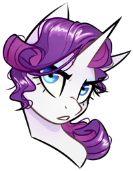 Size: 1280x1644 | Tagged: safe, artist:pointdelta, rarity, pony, unicorn, g4, bust, female, horn, looking at you, reaction image, redraw, simple background, solo, transparent background, unamused