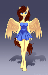 Size: 765x1200 | Tagged: safe, artist:scarlet-spectrum, oc, oc only, oc:lucy harmony, pegasus, anthro, unguligrade anthro, clothes, dress, female, mare, solo