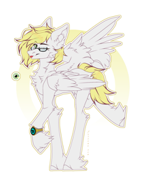 Size: 1293x1596 | Tagged: safe, oc, oc:ludwig von leeb, pegasus, pony, clock, cute, glasses, green eyes, looking at you, male, simple background, solo, stallion, tongue out, white background, wings