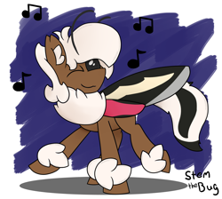 Size: 1900x1700 | Tagged: safe, artist:stemthebug, oc, oc only, oc:stem bedstraw, hybrid, insect, moth, mothpony, original species, pony, dancing, music notes, solo