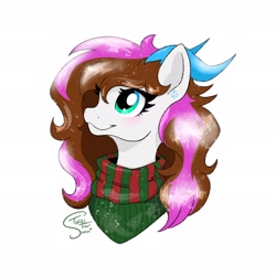 Size: 2048x2048 | Tagged: safe, artist:turtletroutstudios, oc, pony, clothes, female, high res, horns, mare, simple background, solo, sweater, white background