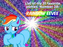 Size: 1024x767 | Tagged: safe, artist:mrstheartist, artist:ravenwolf-bases, oc, oc only, oc:rainbow eevee, eevee, pony, 2021, abstract background, base used, blue body, eeveelution, female, mare, nintendo, pokémon, solo, tail