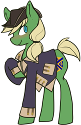 Size: 703x1084 | Tagged: safe, artist:ghost, oc, oc only, earth pony, pony, clothes, military uniform, simple background, solo, uniform, white background