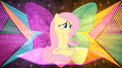 Size: 3840x2160 | Tagged: safe, artist:laszlvfx, artist:regolithx, edit, fluttershy, pegasus, pony, g4, blushing, cute, female, high res, mare, shyabetes, solo, wallpaper, wallpaper edit