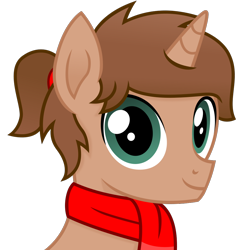 Size: 1000x1000 | Tagged: safe, artist:cirillaq, oc, oc only, oc:heroic armour, pony, unicorn, bust, clothes, commission, horn, male, ponytail, portrait, scarf, simple background, smiling, solo, stallion, transparent background, unicorn oc