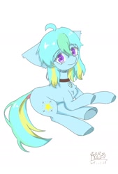 Size: 1181x1748 | Tagged: safe, artist:陌路, oc, oc:陌路, earth pony, pony, chest fluff, earth pony oc, looking at you, simple background, smiling, solo