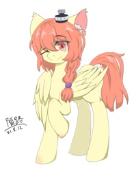Size: 751x960 | Tagged: safe, artist:陌路, oc, oc only, pegasus, pony, ink, looking at you, pegasus oc, raised hoof, simple background, smiling, solo